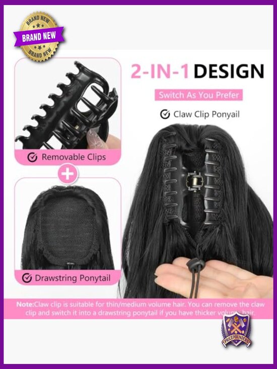 24 Inch Wavy Ponytail Extension Claw Clip on Hairpiece for Women main image 5